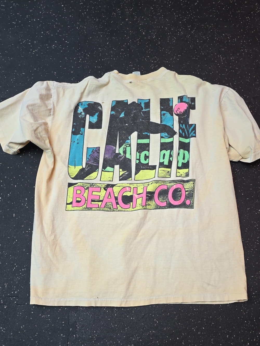 Beach Graphic Tee - Cream with Neon Print